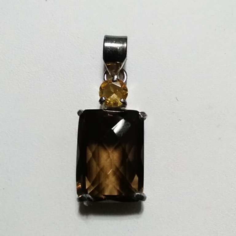 Smokey Quartz And Citrine Pendant Certificate Of Authenticity